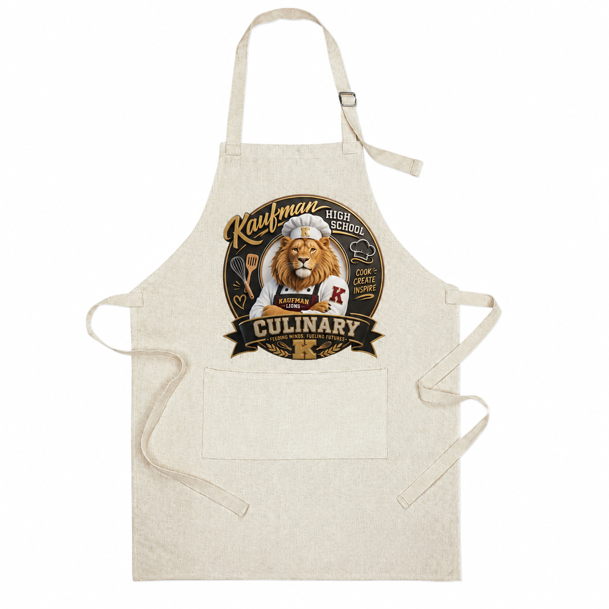 BBQ26 apron Kaufman culinary lion mockup