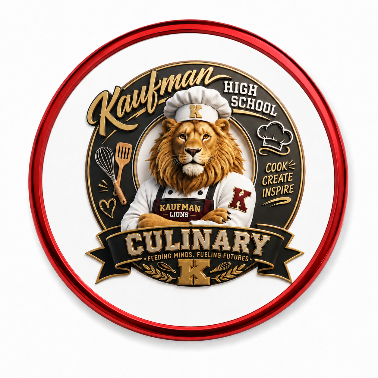 BBQ26 button-red Kaufman culinary lion mockup