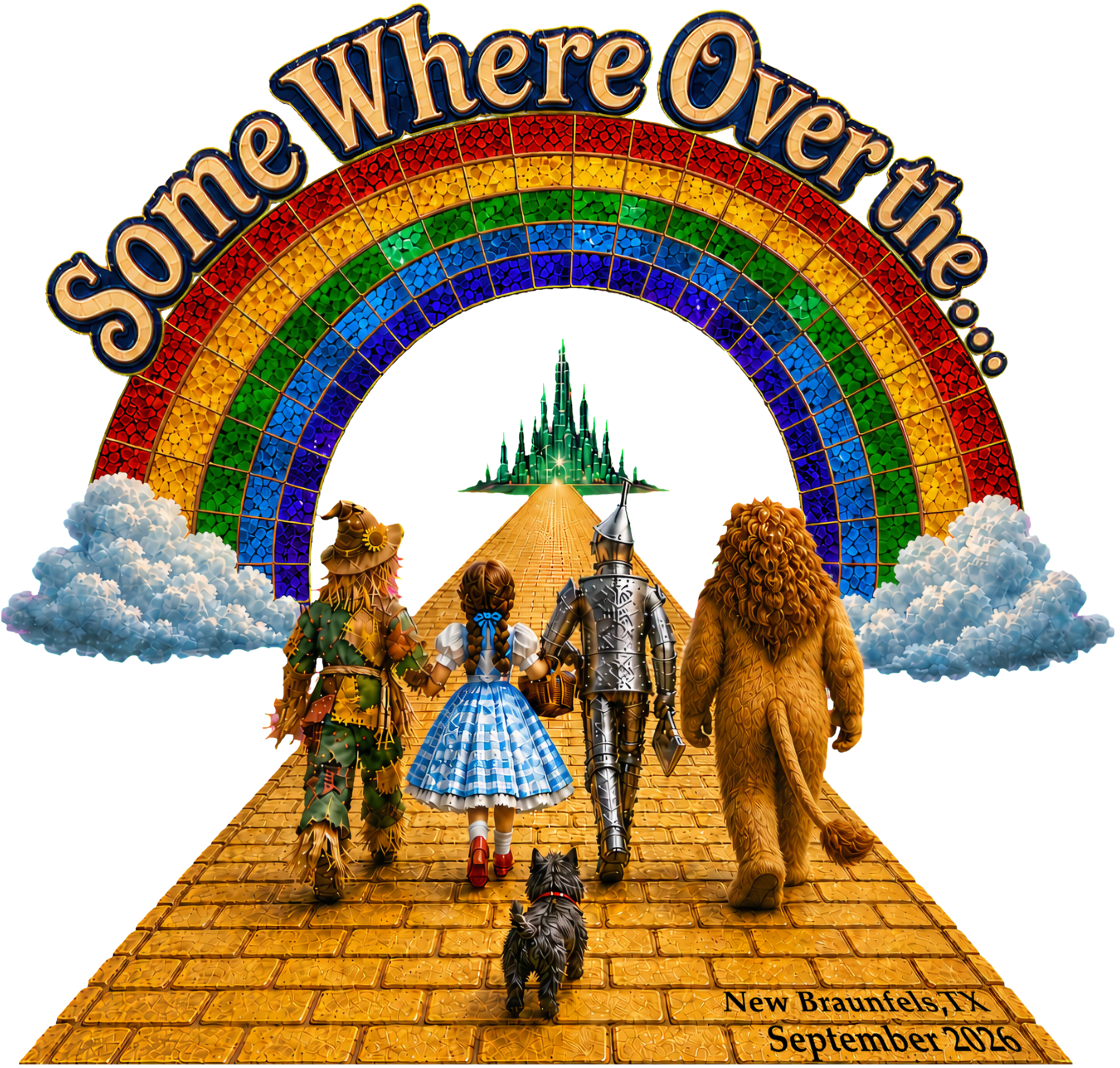 SOTR26 Somewhere Over the Rainbow DTF decal with New Braunfels date and location