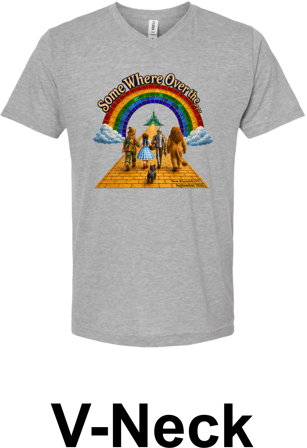 SOTR26 design on grey V-neck T-shirt